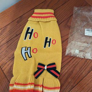 Ho Ho Ho Embellished Dog Christmas Sweater Dress Yellow, Red & Black sz M NWOT